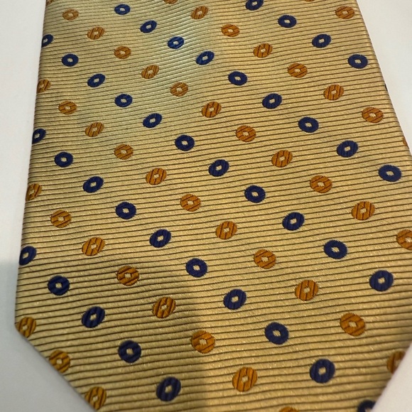 Paul Fredrick Gold Tie with Blue and Orange - Picture 3 of 5